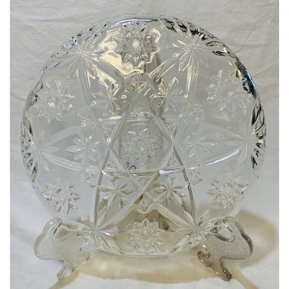 Anchor Hocking Glass Platter 11" Round Cake Plate Star Of David Clear Serving - Picture 3 of 7